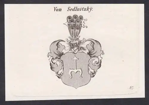 Von Sedlnitzky  -  Sedlnitzky Sedlnitzki Wappen coat of arms Heraldik Kupferstich antique print