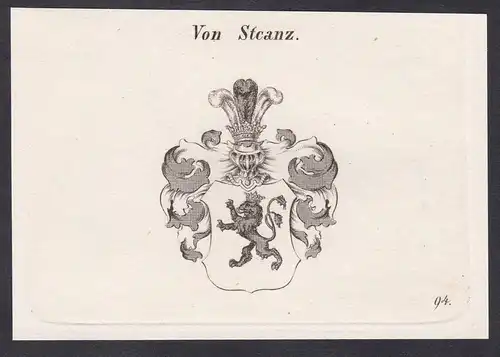 Von Stcanz  -  Stcanz Wappen coat of arms Heraldik Kupferstich antique print