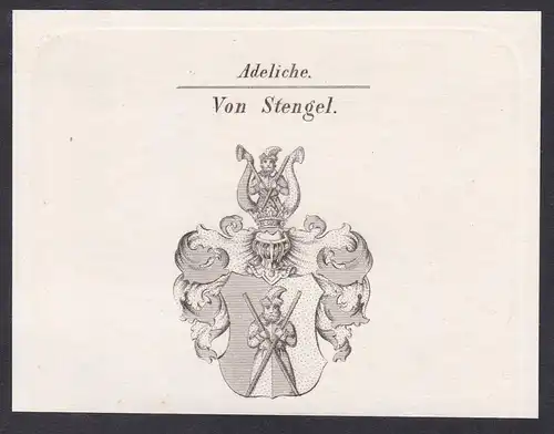 Adeliche von Stengel  -  Stengel Stengl Wappen coat of arms Heraldik Kupferstich antique print