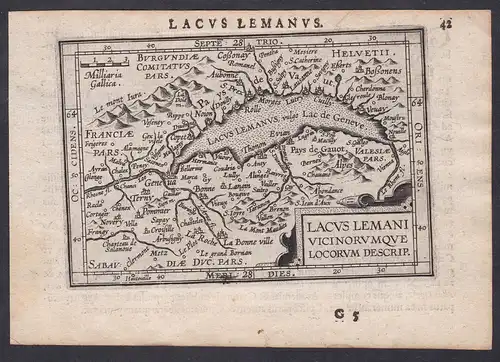 Lacus Lemani Vicinoru Mque Locorum Descrip - Genfersee Lac Leman Suisse Schweiz Switzerland  Karte map carte