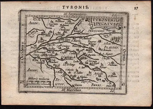 Turonensis Ducatus - Touraine Tours Indre-et-Loire France Frankreich Karte map carte
