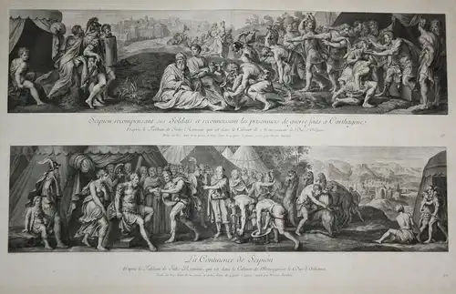 Scipion recompensant ses Soldats et reconnoissant les prisonniers de guerre faits a Carthagene / La Continence