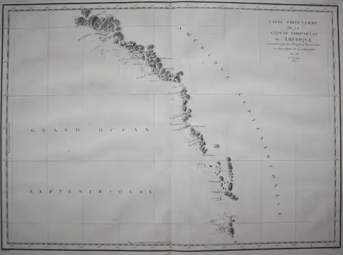 Carte Particuliere de la Cote du Nord-Ouest de l'Amerique - Canada Alaska North America sea chart Atlas du Voy