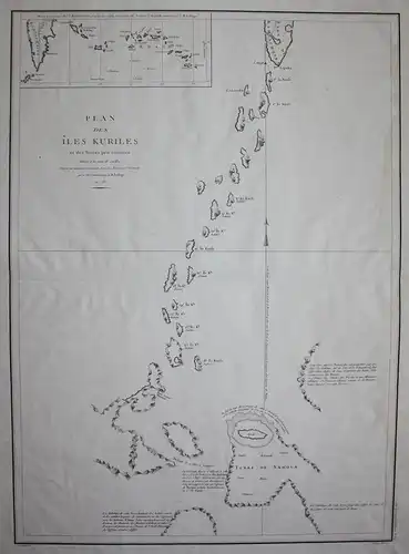 Plan des Isles Kuriles et des Terres peu connues situees a la suite de ces Iles d'apres un manuscrit conserve