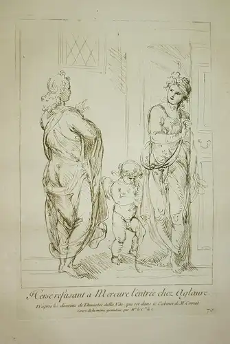 Herse refusant a Mercure l'entree chez Aglaure - Herse Mercury Mythologie mythology Zeichnung drawing