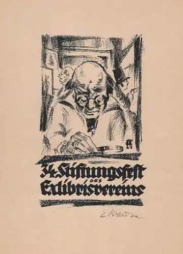 Exlibris / 34. Stiftungsfest des Exlibrisvereins Lithographie lithograph signiert signed