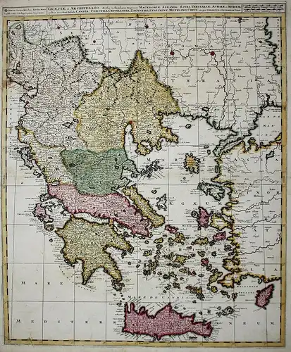 Graeciae et Archipelago, divisus in singulares Regiones Macedoniae, Albaniae, Epiri, Thessaliae, Achiae, Morea