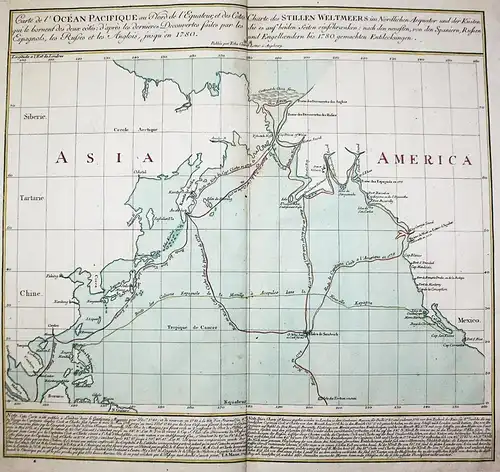 Carte de l' Ocean Pacifique au Nord de l'Equateur, et des Cotes qui le bornent des deux cotes: d'apres les der