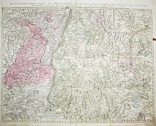 Neue General Kriegskarte des Rheinstrohms von Iohann, Walch im Willischen Kunstverlag in Augsburg III Karte, w