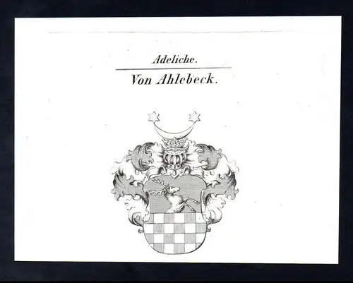 Adeliche Von Ahlebeck  -  Ahlebeck Alebetzky Albecki Albetzki Albetski Wappen coat of arms Heraldik Kupfersti