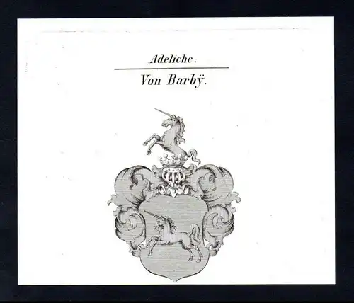 Adeliche Von Barby  -  Barby Wappen coat of arms Heraldik Kupferstich antique print