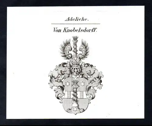 Adeliche Von Knobelsdorff  -  Knobelsdorff Knobelsdorf Wappen coat of arms Heraldik Kupferstich antique print