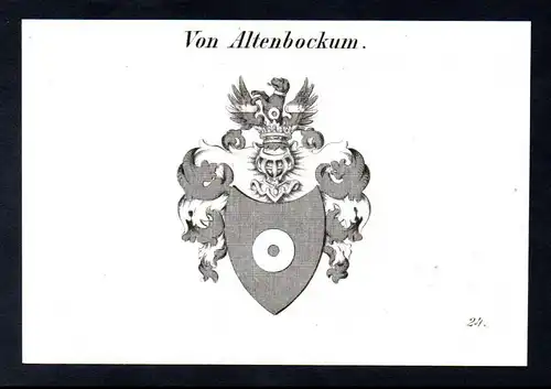 Von Altenbockum -  Altenbockum Wappen coat of arms Heraldik Kupferstich antique print