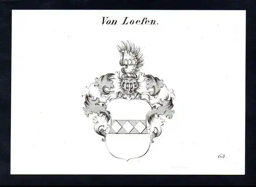 Von Loefen  -  Loefen Löfen Wappen coat of arms Heraldik Kupferstich antique print