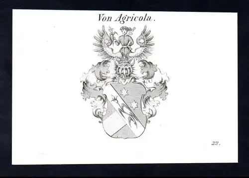 Von Agricola - Agricola Wappen coat of arms Heraldik Kupferstich antique print
