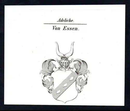 Adeliche Von Essen -  Essen Wappen coat of arms Heraldik Kupferstich antique print