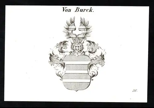 Von Burck  -  Burck Burk Wappen coat of arms Heraldik Kupferstich antique print