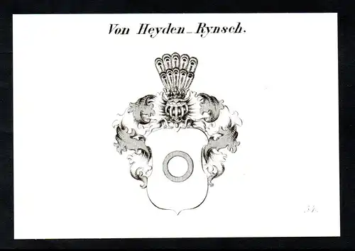 Von Heyden Rynsch.  -  Heyden Rynsch  Wappen coat of arms Heraldik Kupferstich antique print