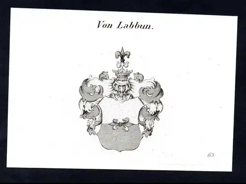 Von Labbun  -  Labbun Wappen coat of arms Heraldik Kupferstich antique print