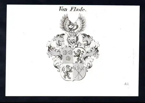 Von Flade  -  Flade Wappen coat of arms Heraldik Kupferstich antique print