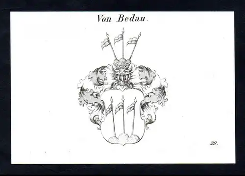 Von Bedau - Bedau Wappen coat of arms Heraldik Kupferstich antique print