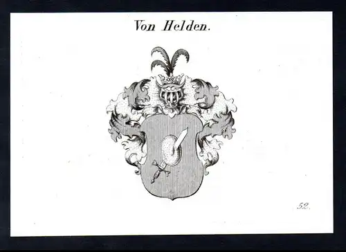 Von Helden  -  Helden Wappen coat of arms Heraldik Kupferstich antique print