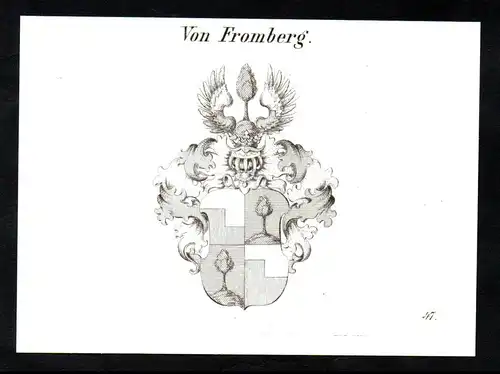 Von Fromberg  -  Fromberg Wappen coat of arms Heraldik Kupferstich antique print