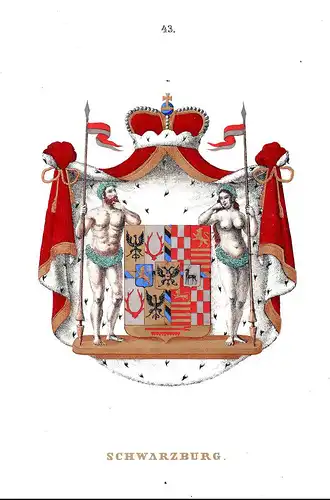 Schwarzenburg-  Wappen coat of arms Lithographie antique print