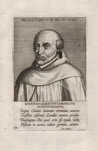 Ioannes Garetius Canonicus (1499 - 1571) / Jean Garet Garetius Lourain Leuven theologian Portrait