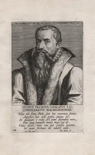 Petrus Peckius Ziricaeus I. C. (1529 - 1589) / Petrus Teckius the Elder Dutch jurist Zierikzee Mechelen Leuven