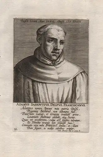 Adamus Sasboutius (1516 - 1553) / Adam Sasbout Delft classical scholar Leuven humanist Portrait