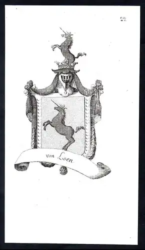 von Loen - Adel Wappen coat of arms Kupferstich antique print