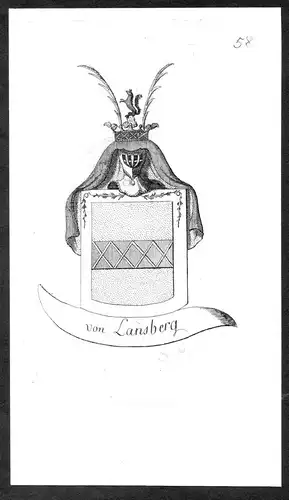 von Lansberg - Adel Wappen coat of arms Kupferstich antique print