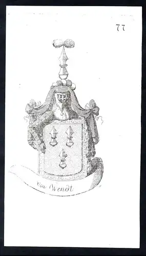von Wendt- Adel Wappen coat of arms Kupferstich antique print
