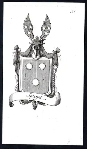 Spiegel- Adel Wappen coat of arms Kupferstich antique print