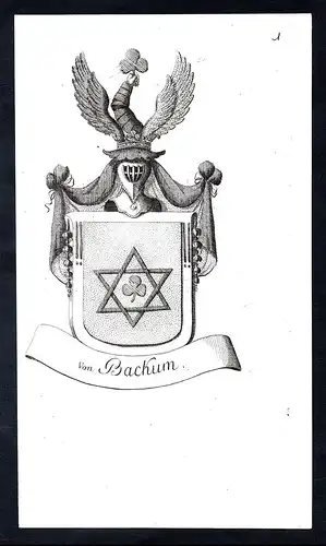 von Bachum-  Adel Wappen coat of arms Kupferstich antique print