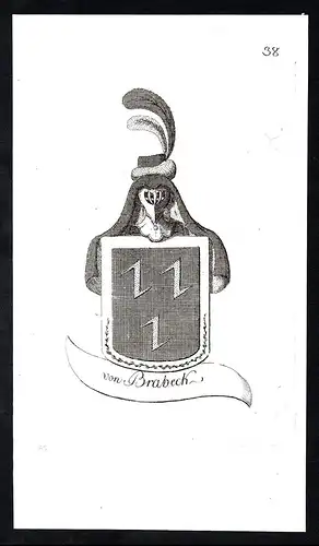 von Brabeck-  Adel Wappen coat of arms Kupferstich antique print