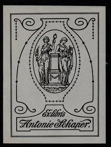 Exlibris für Antonie Schaper / Jugendstil Kunst Künste Art Nouveau