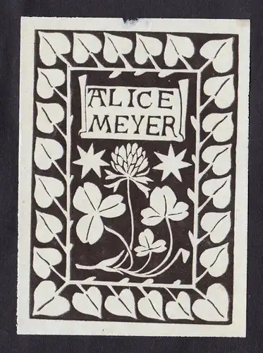 Exlibris für Alice Meyer / flowers Blumen Ornament
