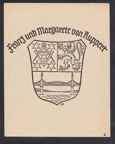 Exlibris für Franz und Margarete von Ruppert / Wappen coat of arms