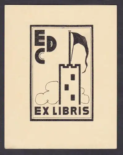 Exlibris für EDC / Turm tower flag Flagge