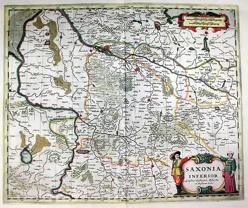 Saxonia Inferior. - Niedersachsen Hamburg Lübeck Lüneburg Karte map