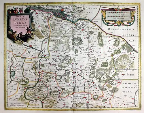 Ducatus Luneburgensis Adiacentiumq regionum delinatio. - Lüneburg Bremen Hamburg Elbe Niedersachsen Karte map