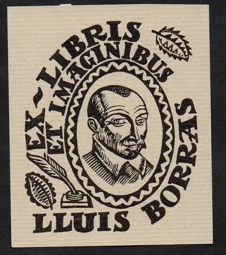 Exlibris für Lluis Borras / Portrait Mann man