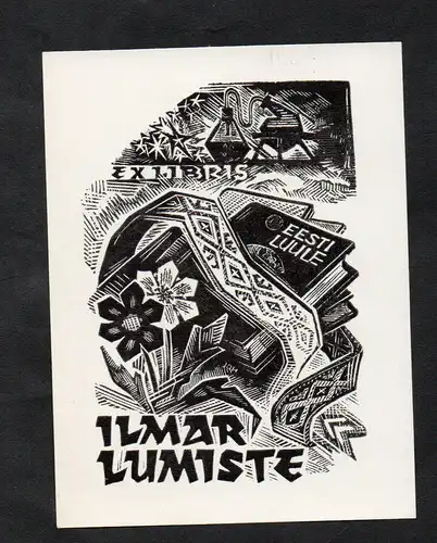 Exlibris für Ilmar Lumiste / Buch book flowers Blumen