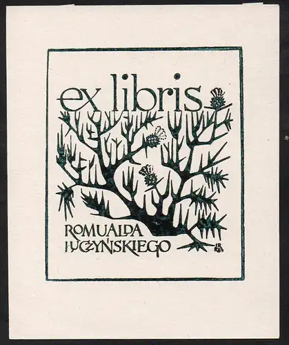 Exlibris für Romualda Luczynskiego / Baum tree thorns