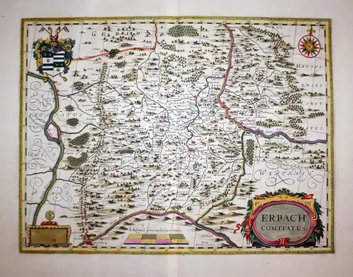 Erpach Comitatus. - Grafschaft Erbach Bergstraße Rheinfranken Karte map