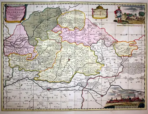 Ducatus in Silesia Inferiore Olsnensis. Novissima Delineation Wratislaviae. - Herzogtum Oels Olesnica Silesia