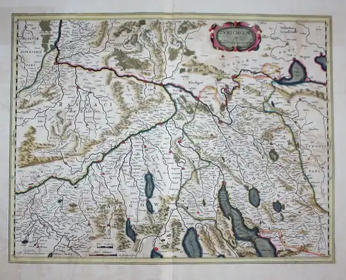 Zurichow et Basiliensis provincia. - Zürich Basel Schweiz Suisse Switzerland Kanton Karte map