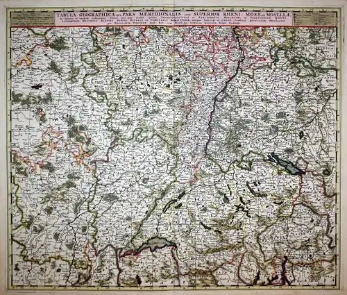 Tabula Geographica qua Pars Meridionalis sive Superior Rheni, Mosae et Mosellae, ac minores in eosdem influent